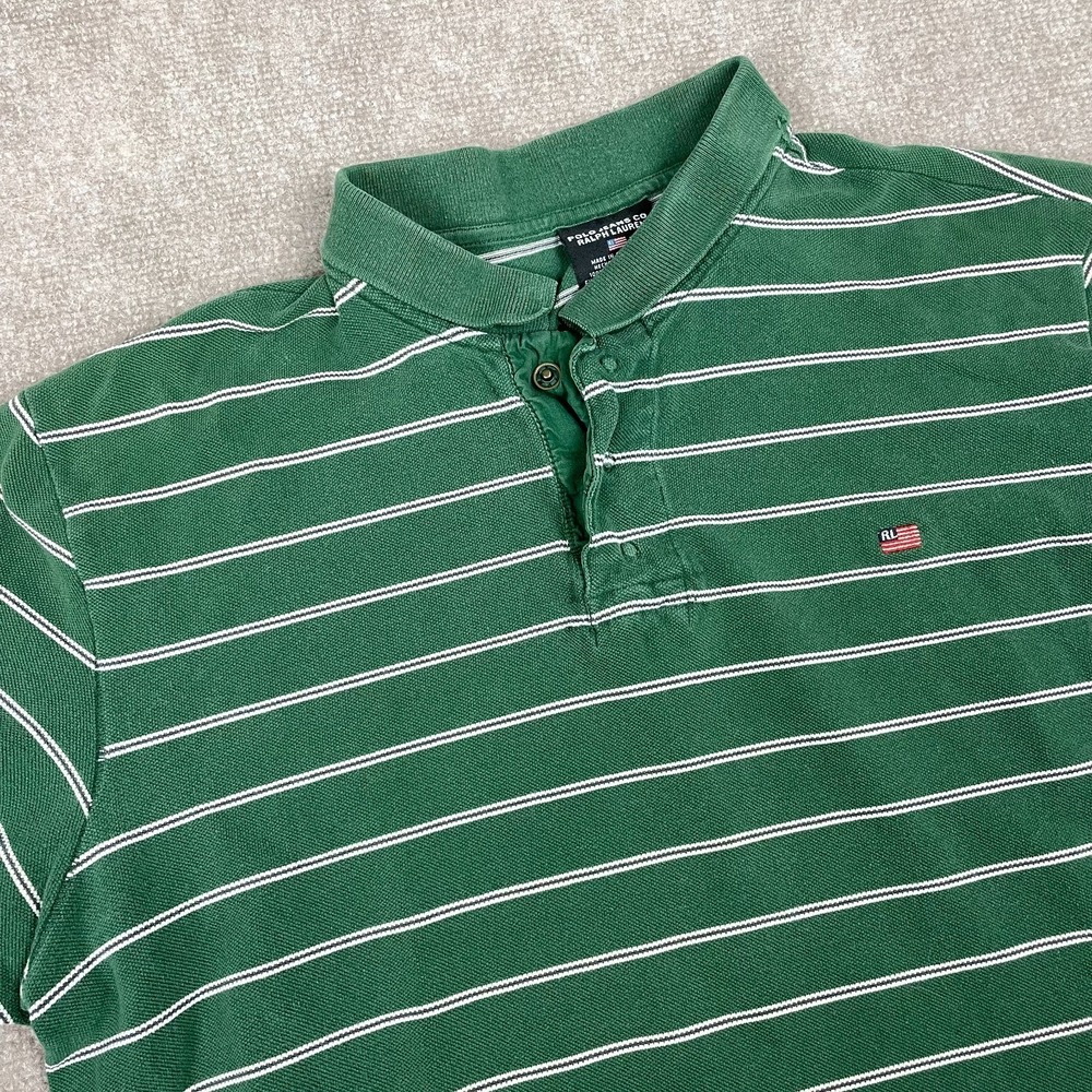Polo Ralph Lauren Shirt Men XL Green Striped Cotton Tennis Golf Resort Wear